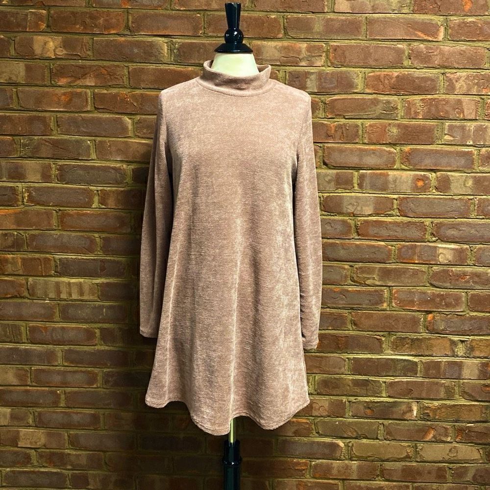 White Birch Mauve Ling Sleeve Cheetah Elbow Pads Dress  Size Medium